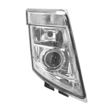 FARO DESTRO ELETTRICO SENZA MOTORE BASE CROMATA SENZA LAMPADINA (H7-PY21W-LED) OMOLOGATO E9