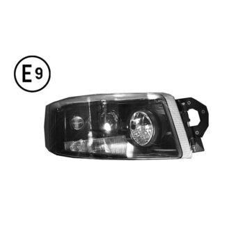 FARO DESTRO ELETTRICO NERO (H3-H7-H15-PY21W-W5W-TIPO HE) OMOLOGATO E9.